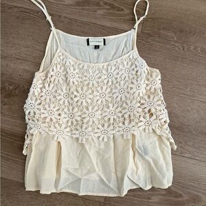 Cream Cropped Camisole with floral Lace